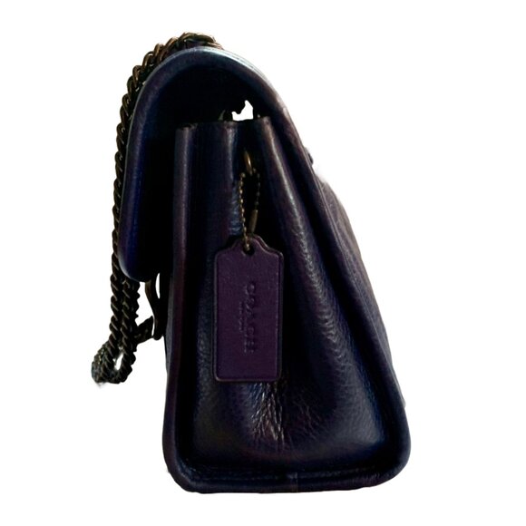 COACH Cadet Blue Leather Melody Shoulder Bag 29 With Quilting & Chain Link Strap - Picture 8 of 14